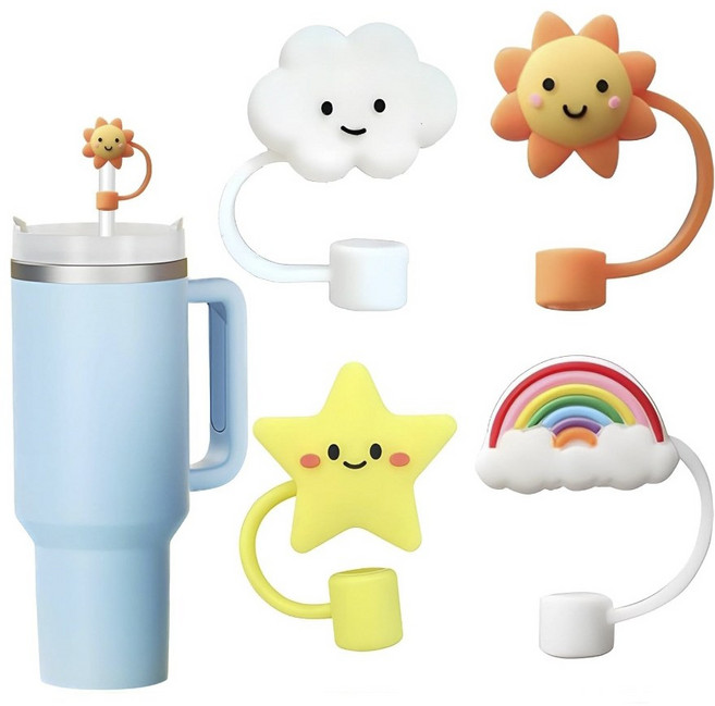 [4개세트] 써니영마켓 스탠리 퀜처 텀블러호환 빨대 마개 뚜껑 커버 실리콘캡 텀꾸, 1세트, 해구름별