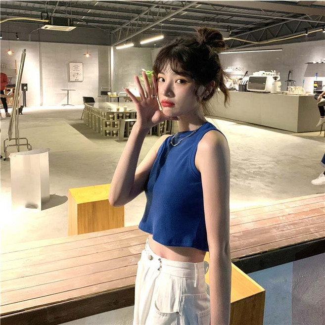 IFaith 美式削肩背心 短版上衣 V0049
