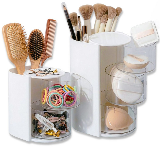 포런포런 다용도 투명 층층이 소품 정리함, 1세트, 투명 화이트