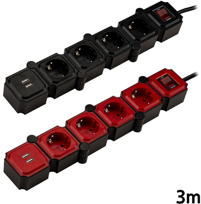 각도조절 전기연장선 과부하 차단 4구 멀티탭 3m 멀티텝 욕실용 안전한 단자 전원선 쇼트 연장코드 멀티선 차단기 연결 전선 컴퓨터 테이블 에어컨 차단스위치 간격, 1개