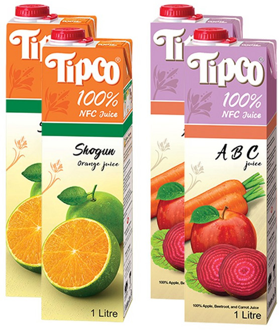 팁코 쇼군 오렌지 + ABC 주스, 4개, 1L