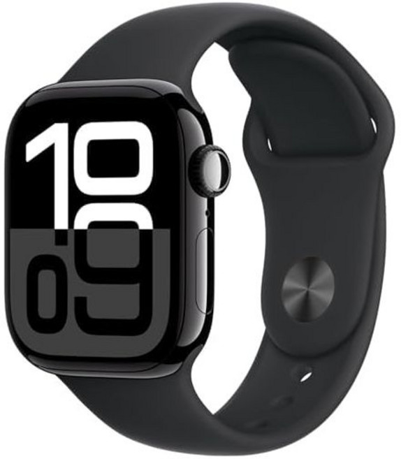 Apple Watch 시리즈 10 GPS 셀룰러 42mm - 블랙 스포츠 밴드가 장착된 제트 알루미늄 케이스 SM프리미엄 갱신, Apple Watch 시리즈 10 GPS 셀룰러 42m