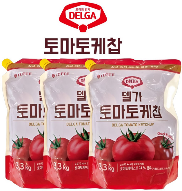 델가 토마토 케찹 3.3kg (3입) 식자재 대용량, 3개