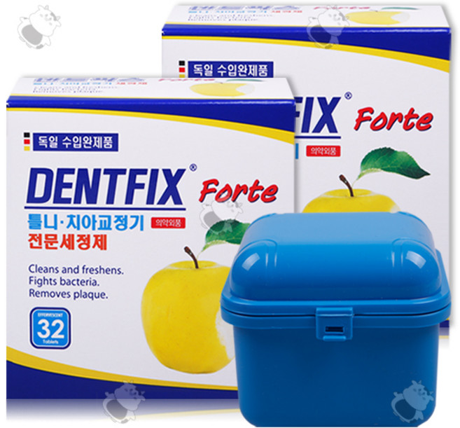 덴트픽스 틀니세정제 2개+세정컵 블루 세트, 32개입, 2개