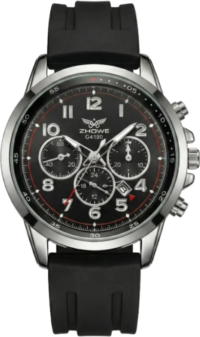 브리즈앤비 남성용 실리콘 스트랩 쿼츠 시계