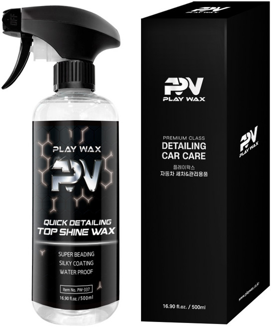플레이왁스 퀵디테일링 탑샤인왁스 차량용 카나우바 물왁스 광택코팅제 500ml, 1개