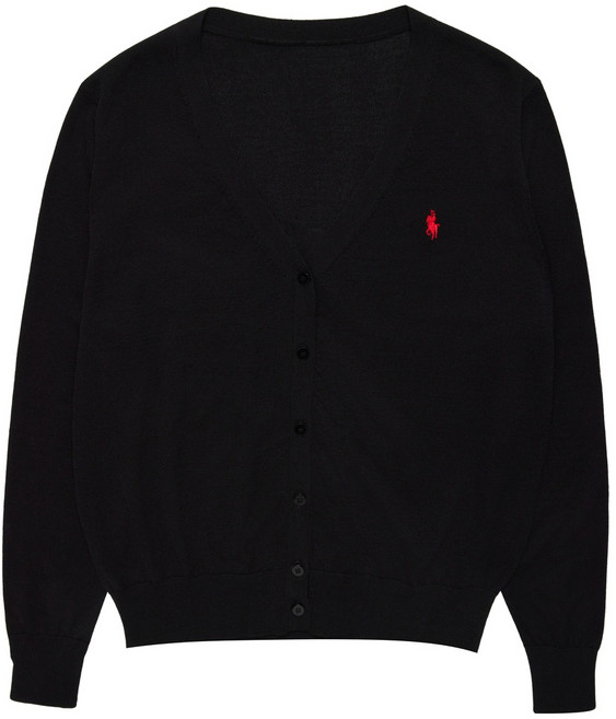 라파클럽 여성 텐셀 브이넥 긴팔 니트 가디건 여름 간절기 자수 로고