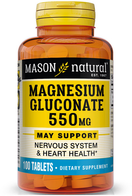Mason Naturals 葡萄糖酸鎂 550mg 錠劑, 1個, 100錠