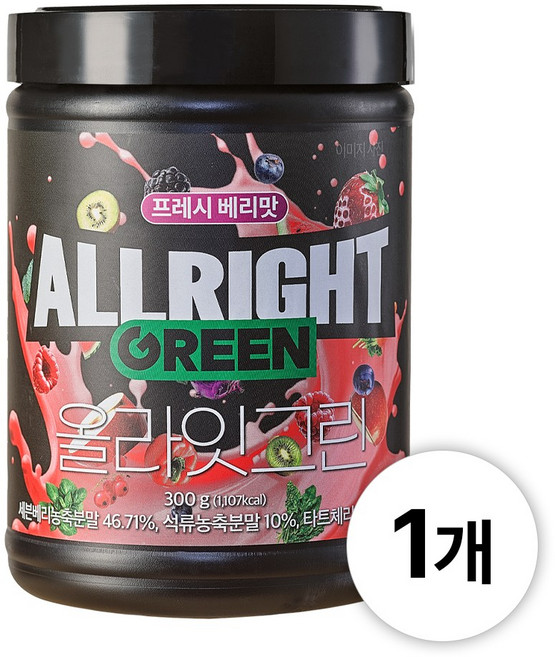 무가당 올라잇 그린 파우더 야채가루 채소 과채 베리 가루 건강 분말 영양 식사대용 다이어트 저칼로리 쉐이크 간식 프레시베리맛, 1개, 300g