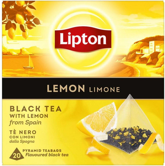 독일 립톤 Lipton Black Lemon Tea 스페인 블랙 레몬티 홍차 티백, 4개, 20개입