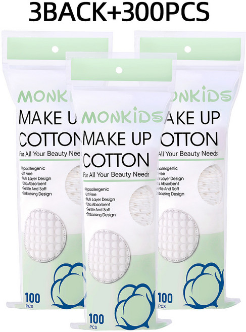 맹베비 양질의 유기농 면 패드 100개입 1개, 3개, 100매입