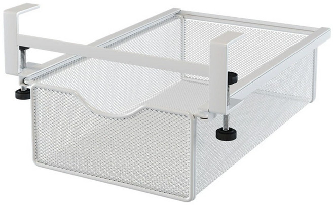 테오 다용도 철제 무타공 책상 테이블 수납 서랍 고정식, 화이트