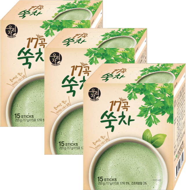 송원 17곡 쑥차, 17g, 15개입, 3개