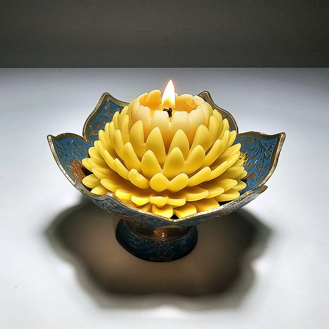 다르마 연꽃초3 불교초 밀랍초 천연캔들 기도초, 1개, 90g