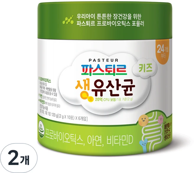 파스퇴르 키즈 생 유산균, 60회분, 2개 - 쿠팡