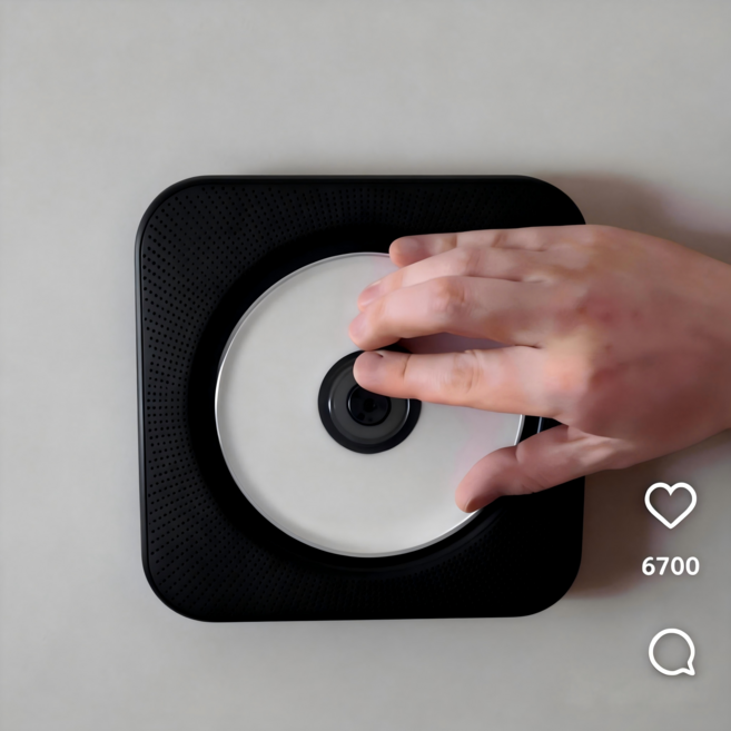 구에레이 충전식 블루투스 CD플레이어 고음질내장스피커 USB재생 FM 라디오 벽걸이 리모컨 포함 학생 부모님 선물용, 블랙, Y-01