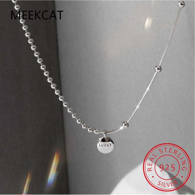 라운드 커플 기념 순은 쇄골 925스털링실버 체인 우정 선물 925 목걸이 여성 실버 행운의 칼라 짧은 주얼리 특별한 액세서리 스털링