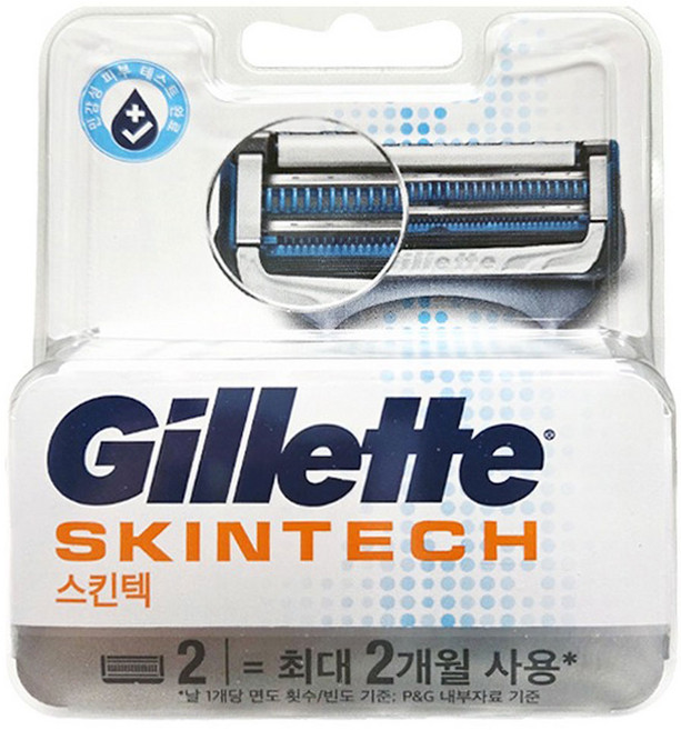 질레트 스킨텍 매뉴얼 면도날 2입 / 이중보호 윤활밴드, 1개