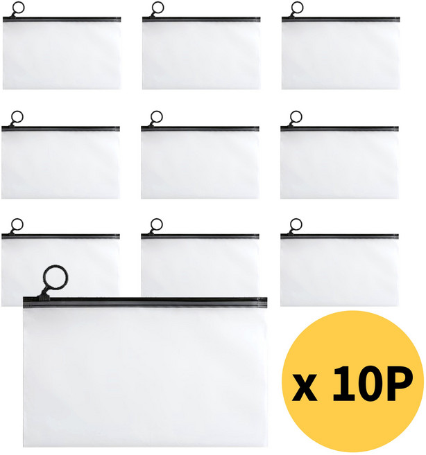 Glow 방수 슬라이드 고리 지퍼백 반투명 소분 파우치, 1개, 10개입