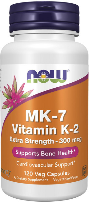 NOW Foods MK-7維生素K2 Extra Strength素食膠囊 300mcg, 1個, 120顆