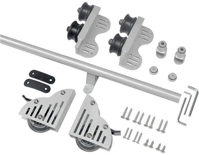 접이식 슬라이딩 도서관 하드웨어 키트 사다리 원형 튜브 롤링 트랙 브레이크가 바닥 롤러, 1개