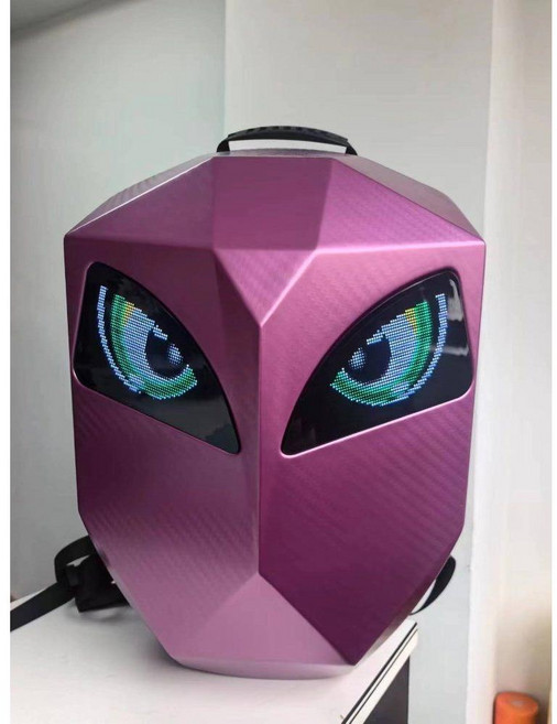 18 인치 스마트 LED 오토바이 가방 아이언 맨 배낭 멋진 헬멧 PC 나일론 소재를 타고, 분홍색