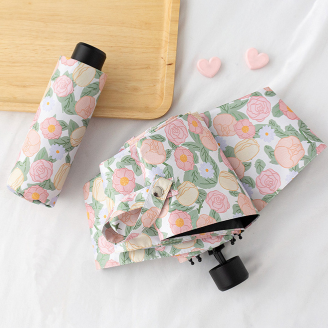 빅무드 꽃무늬 5단 우산 겸 양산 경량 암막 우양산