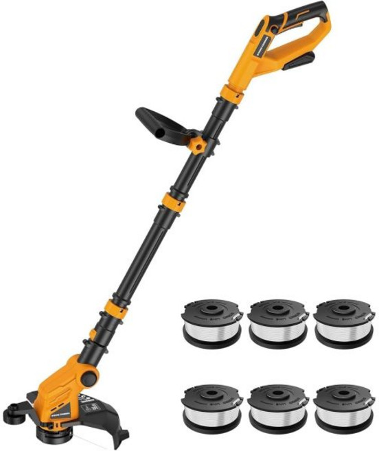 하우스라이프 12인치 무선 잡초제거기 Dewalt 20V Max 배터리 호환 (배터리 미포함) 자동 공급 줄 트리머 및 잡초 제거기 가벼운 전기 에지러 잔디밭 정원 마당용, 주황색