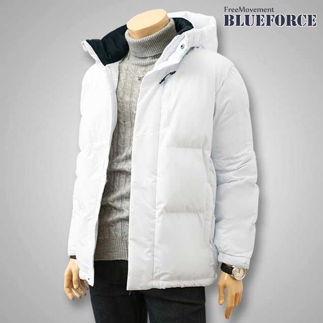 블루포스 남녀공용 베이직 후드 웰론 벨리앗 하프 패딩점퍼