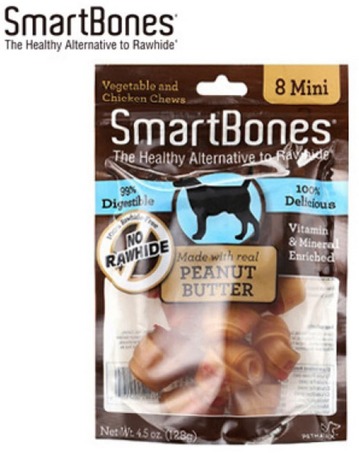 스마트본 피넛미니 덴탈껌 8p, 야채+치킨 혼합맛, 128g, 1개