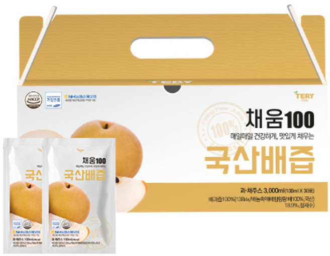 온테리마켓 채움100 국산배즙 3000ml / 30개입, 1개