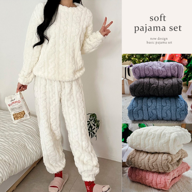 [포근/따숩]부들 고퀄 캐쥬얼 베이직 무드 꿀잠 솔솔 6color / 꽈배기룰루수면투피스파자마SM