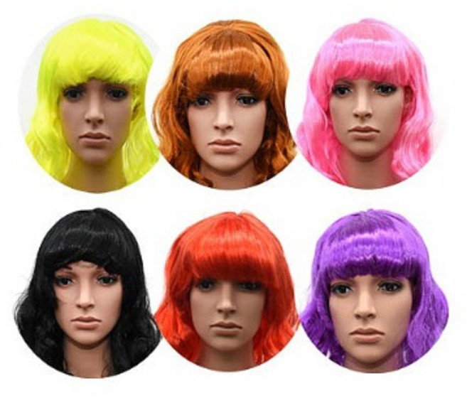 뱅웨이브가발 칼라가발 섹시여성 뱅스타일 웨이브 파티가발 연극 무도회 분장코스프레 무대 파티 행사, 1개, 색상