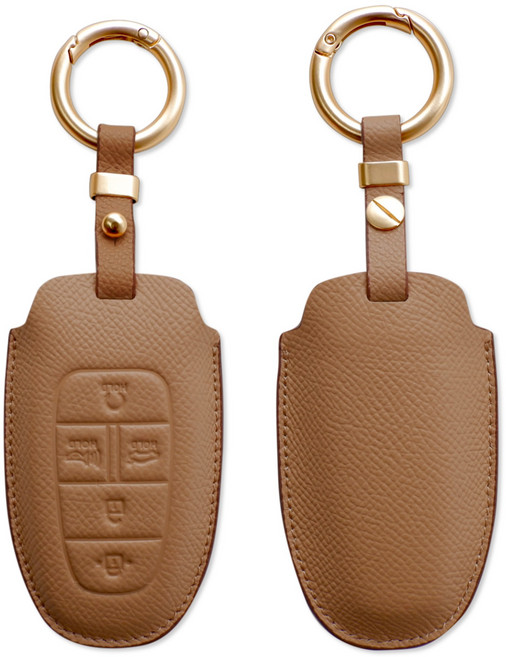 트니르 현대 호환 천연소가죽 차키케이스 그랜져 싼타페 넥쏘 팰리세이드 쏘나타 더뉴 차량용품 선물포장, 현대B타입(5버튼), 샌드브라운