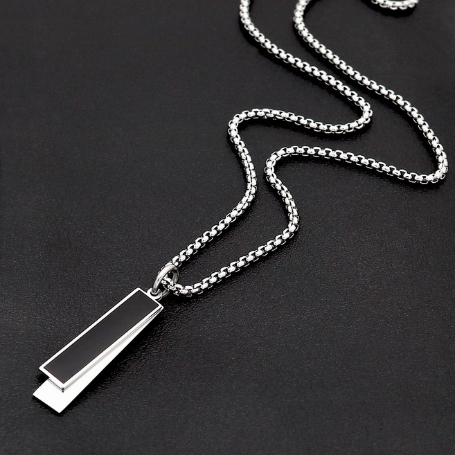 [슈가스톤]써지컬 스틸 블랙 화이트 더블스틱펜던트 체인패션 남자목걸이