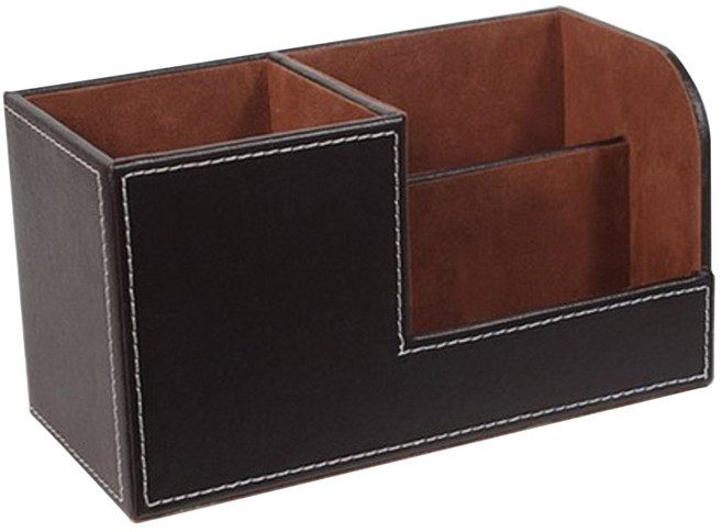 HICKIES 모던클래식 데스크 멀티 펜 홀더 가죽정리함, BROWN, 1개