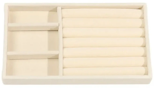 쌓을 수 있는 벨벳 쥬얼리 보관함 목걸이 디스플레이 트레이 팔찌 반지, 11 Beige3