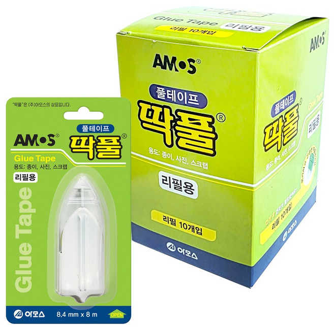 아모스 딱풀테이프 리필 8.4mm x 8M 1갑(10개입), 2개