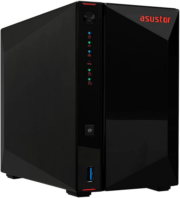 Asustor AS5402T 베이 NAS 2개 스토리지(디스크리스) 슬롯 스트림용 SSD 포트 쿼드코어 CPU M.2 게임 2.5GbE 2개 NVMe 2.0GHz 4GB, 2 Bay, 1개