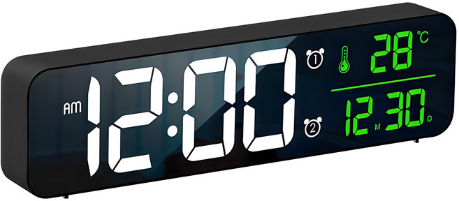 벨레스 LED 디지털 전자 벽시계 탁상시계, 블랙