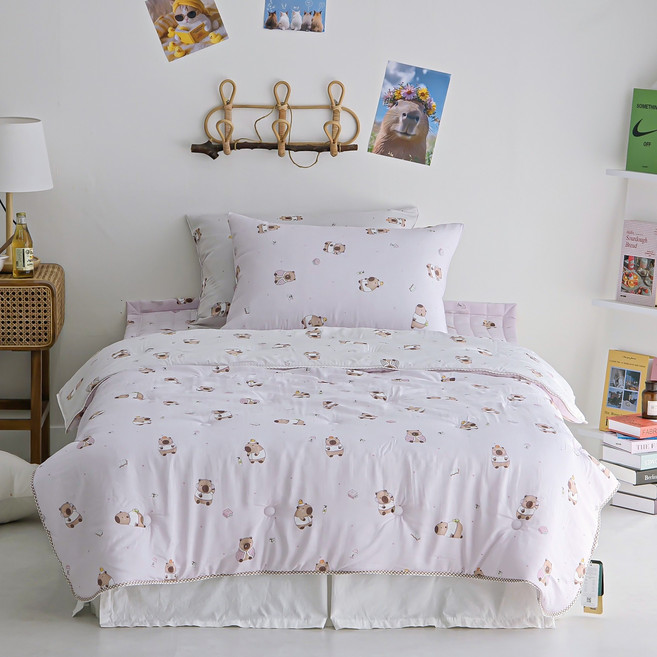 품에침장 귀여운 카피바라 휴비스 옥수수솜 텐셀 모달 100% 양면이불 침구세트 [국내산]