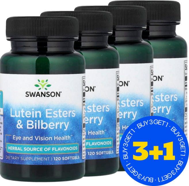 [3+1] 스완슨 플라보노이드 허브 루테인 에스터스 안토시아닌 25% 빌베리 소프트젤 120정 / 해외직구 미국정품, 4개
