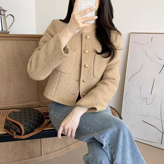 어반룩북 라운드넥 스타일 트위드 자켓