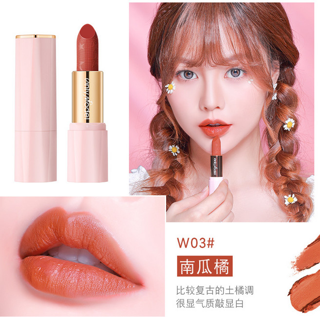 립글로스 오렌지 립스틱 벨벳 매트 방수성 오래 지속되는 립 스틱 색조 여성 화장품 섹시한 립글레이즈 메이크업, [06] W03