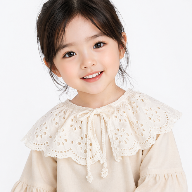 유아 아동 케이프 레이스 아기 넥카라 레이어드 프릴 카라