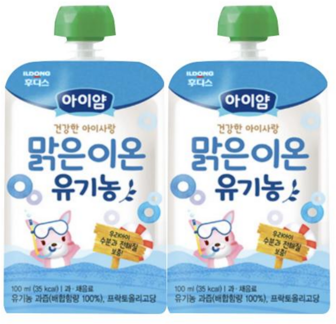 아이얌 아이사랑 맑은이온 유기농 주스, 100ml, 2개, 배 + 사과 + 백포도 혼합 이온음료맛