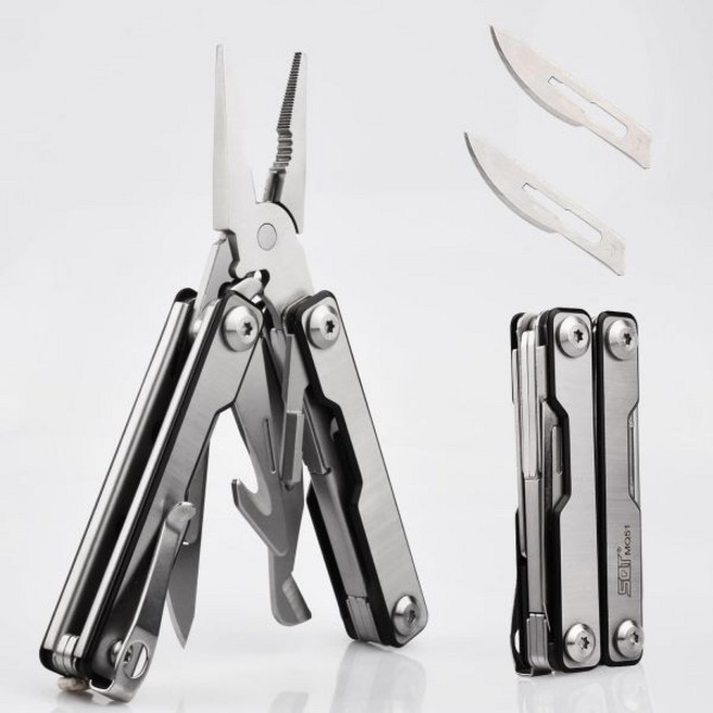 SQT 2052 9-in-1 멀티툴 - 접이식 전문 멀티툴 남성용 DIY 야외 캠핑 가정 수리 생존 키트 하이킹 낚시 비상 사용 컴팩트하고 내구성이 뛰어나며 남성을, SQT2051