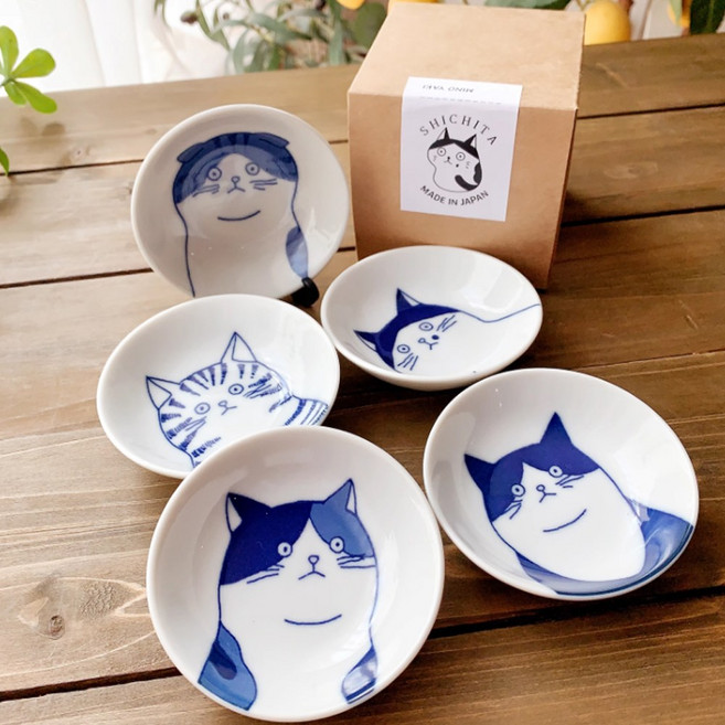 시치타 고양이종지 일본그릇 간장종지 소스볼 도자기 미니 반찬 작은 접시, 1개, 스코티쉬