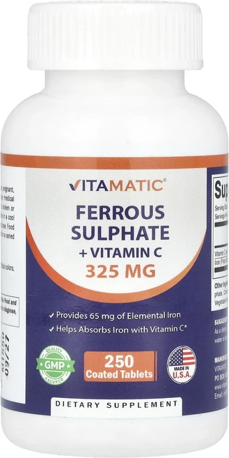 Vitamatic 황산제일철 + 비타민C 코팅 정제 250정, Vitamatic황산제일철비타민C코팅정제250정, 1개 - 쿠팡