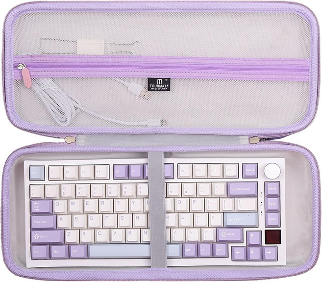 EPOMAKE Ajazz AK820 프로 75% 무선 기계식 키보드용 하드 스토리지 케이스 - P75 Aula F75 갤럭시 70 MAX 여행용 케이스판매 상자 블랙, Purple